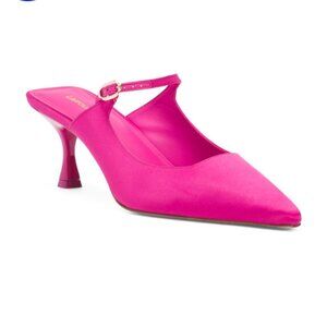 Larroudé Ines Mule Heels In Magenta Leather